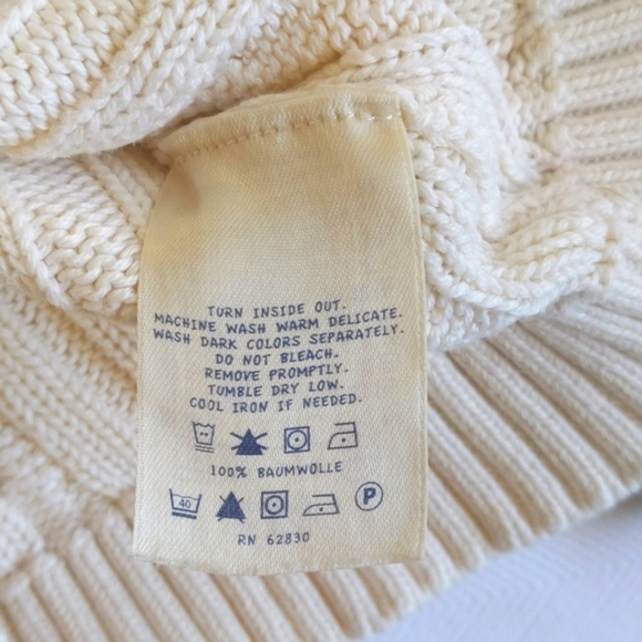 land's end kids cream cable knit zip-up cardigan hoodie sweater size 4 unisex - Picture 7 of 8